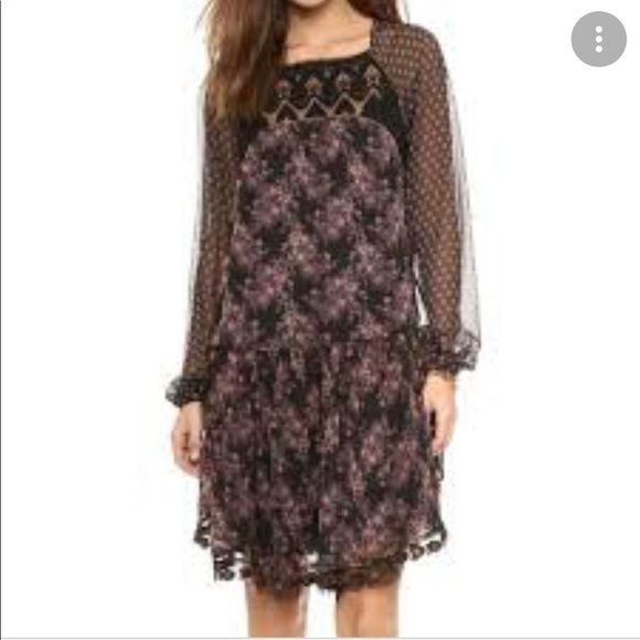 Free People Dresses & Skirts - Free People Elsie floral Boho lace and sheer accent dress